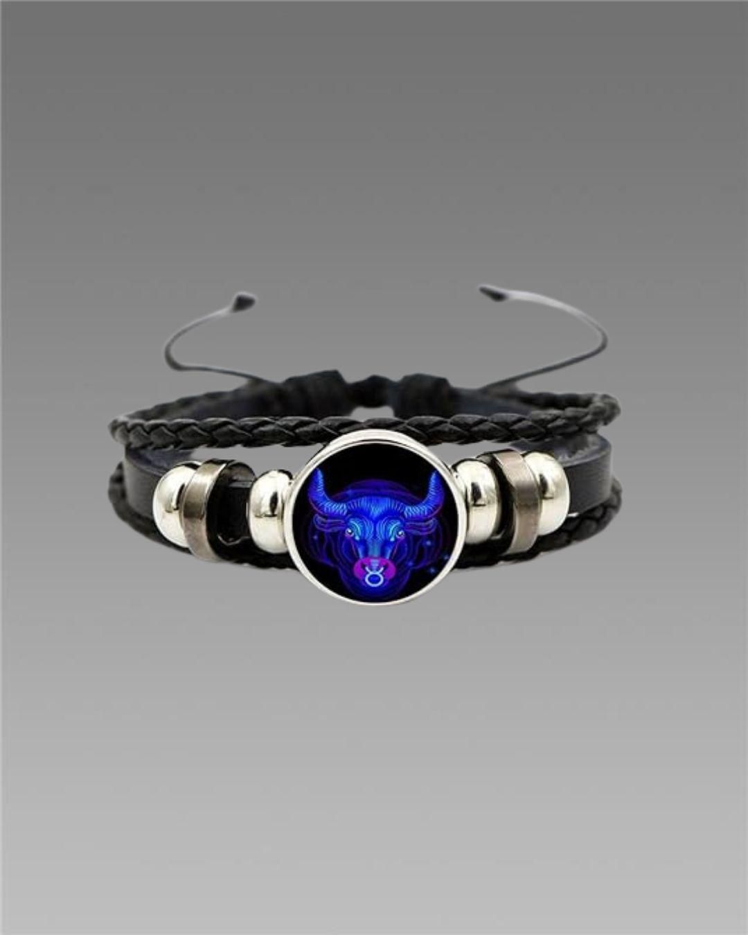 🔥Zodiac Constellation Guardian Black Leather Bracelet Adjustable 🔥