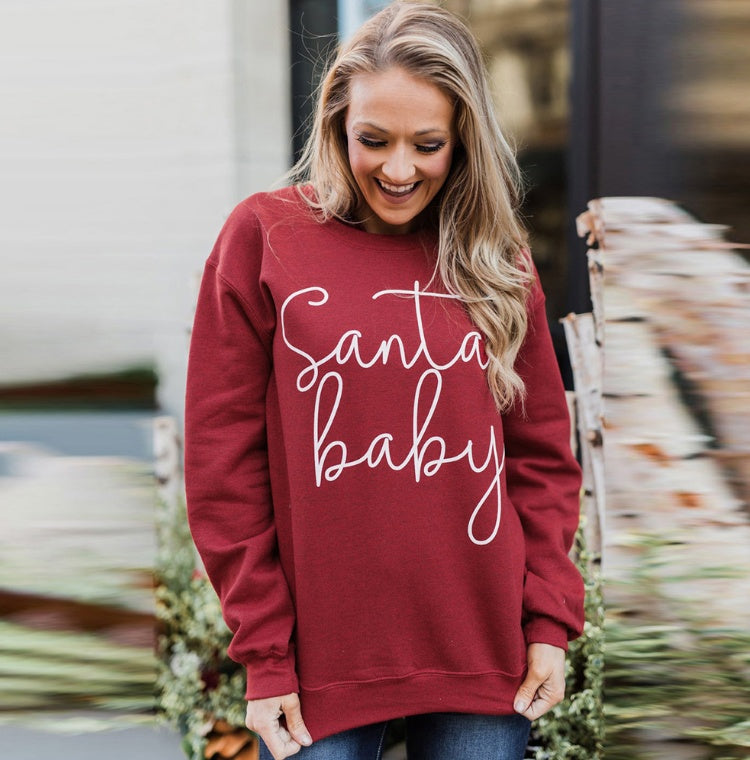 Long-sleeved Solid Color Letter Printed Sweatshirt