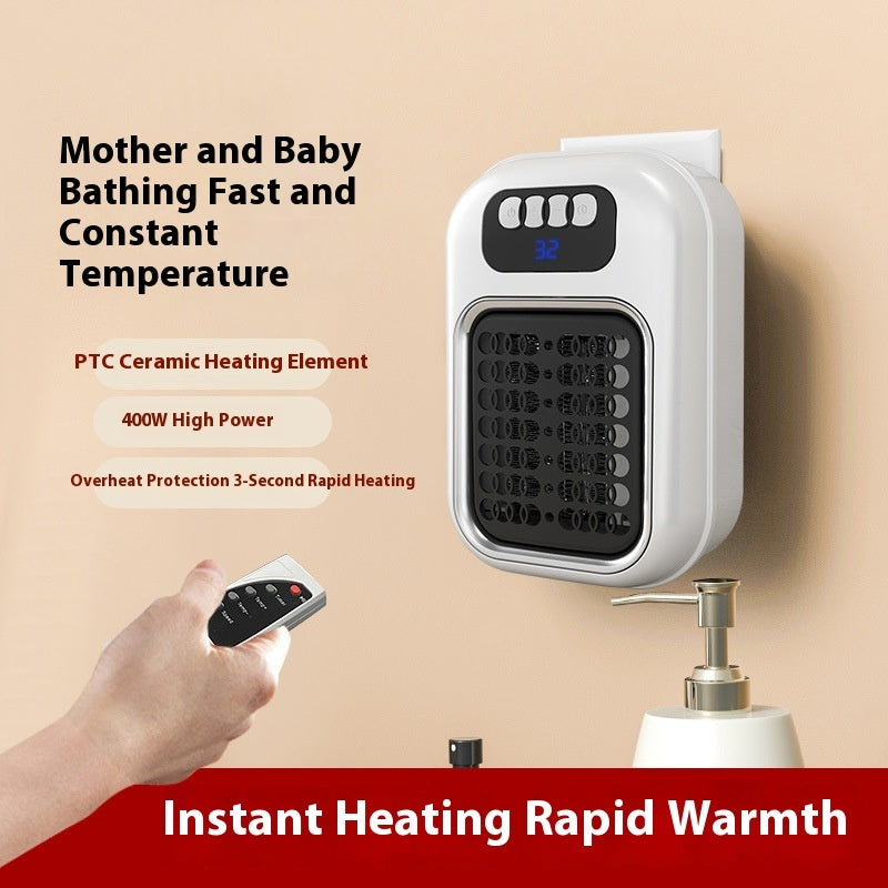 Wall Mounted Portable Small Electric Heater With Remote Control, Adjustable Silent Thermostat Suitable For Winter Home Offices Bathroom