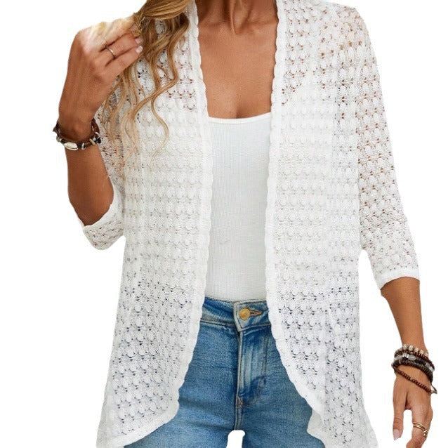Stylish Versatile Solid-color Lace Beach Jacket