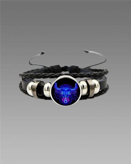🔥Zodiac Constellation Guardian Black Leather Bracelet Adjustable 🔥