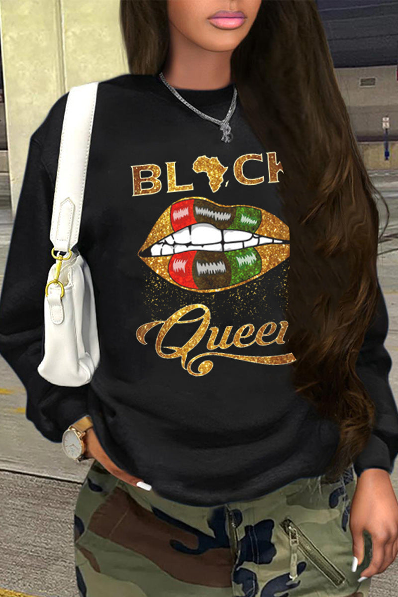 Autumn And Winter Printing Long Sleeve Crew Neck Casual Loose Sweater