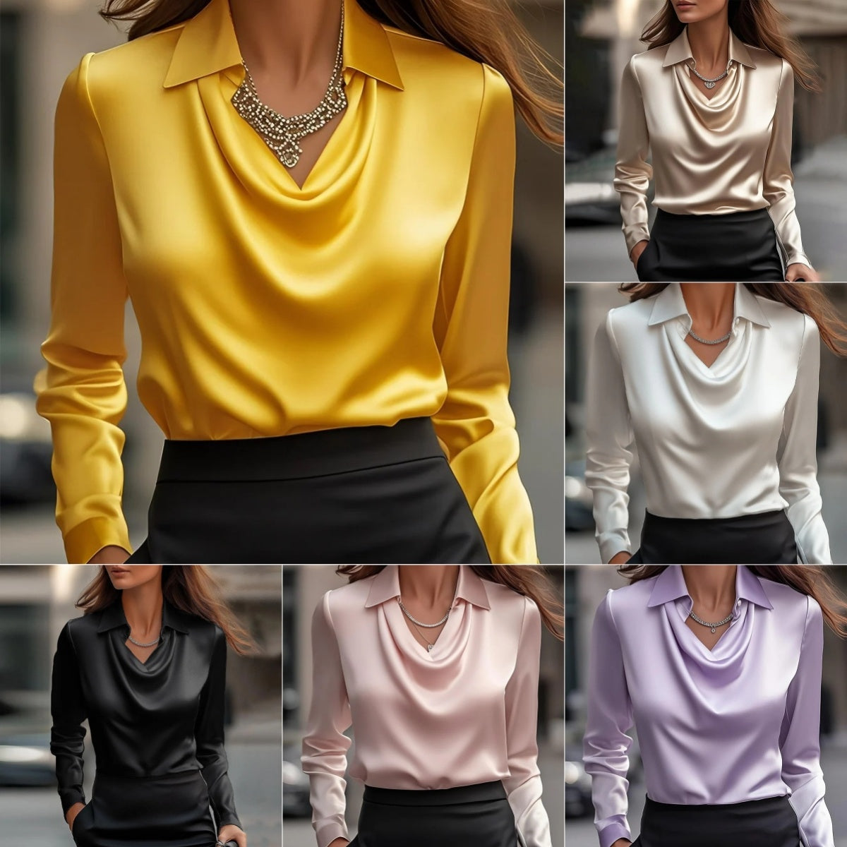 Office Ladies Top Pullover Spring Long Sleeve Casual Tops