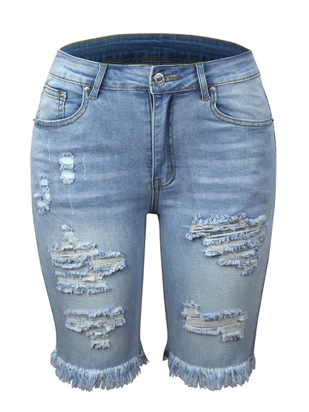 2025 Women's Denim Shorts, Quarter Length Jeans, Ripped Jeans, Frayed Hems