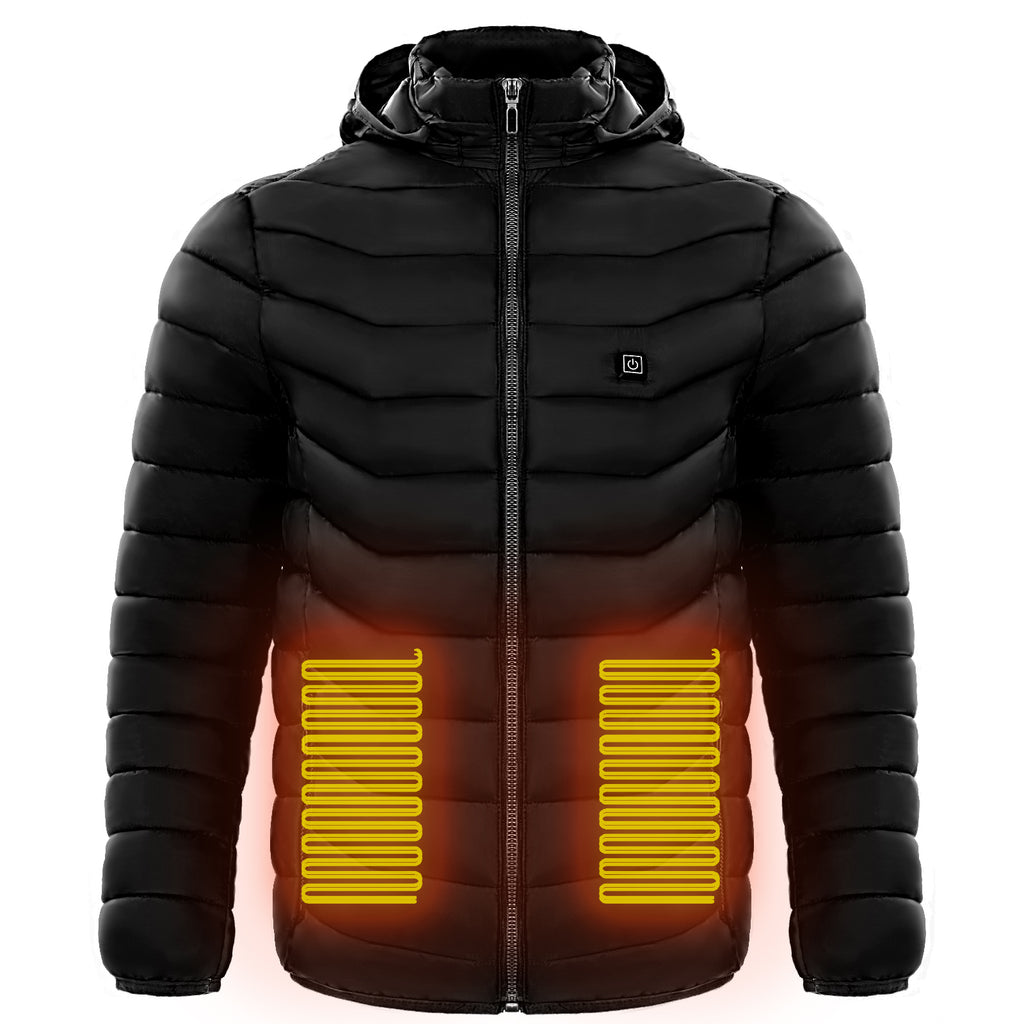 Men Heated Puffer Jacket Electric Heating Coat Insulated Hood Windbreaker 9Heat Zones
