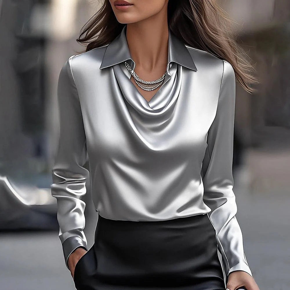 Office Ladies Top Pullover Spring Long Sleeve Casual Tops