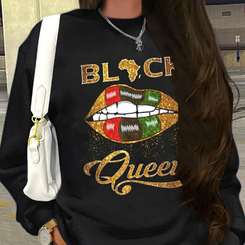 Autumn And Winter Printing Long Sleeve Crew Neck Casual Loose Sweater