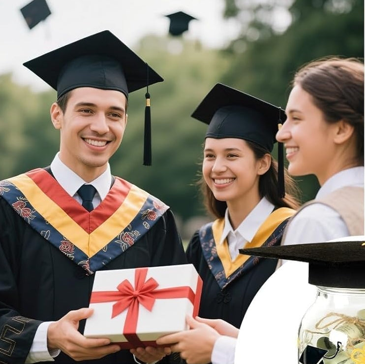 Graduation Gifts 2025, Graduation Cap Money Holder Graduation Mason Jar Decorations With Graduation Cap And Raffia Personalized Graduation Party Favors Centerpieces With Class Of 2025 Stickers Gifts