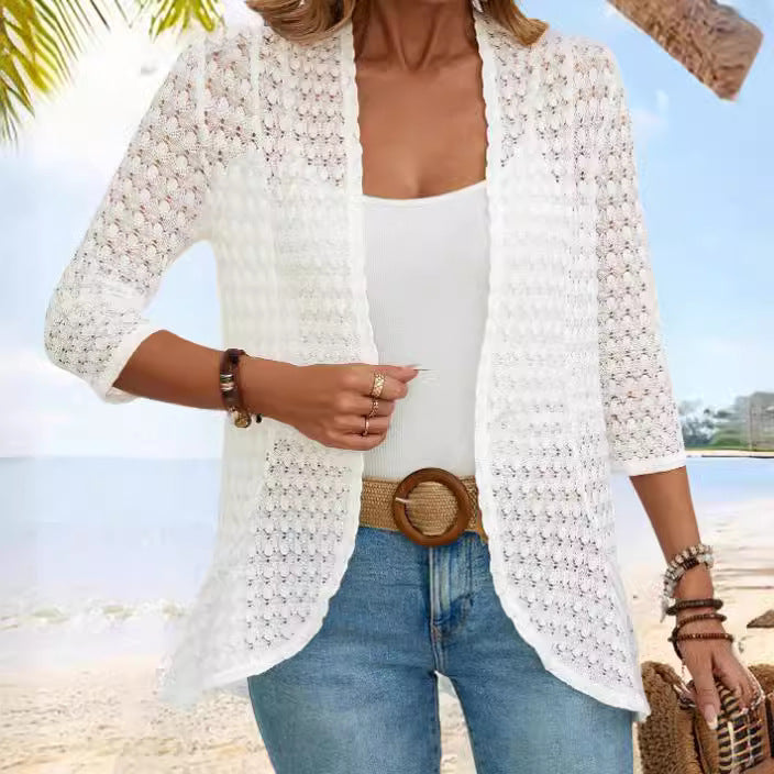 Stylish Versatile Solid-color Lace Beach Jacket