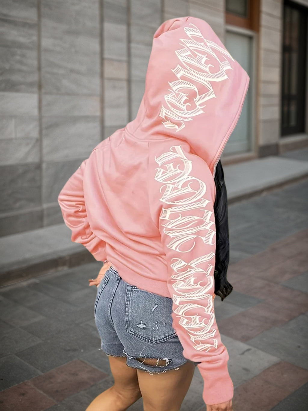 2025 New Letter Printed Long Sleeve Zipper Hoodie, Gothic Punk Hoodie